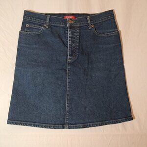 Women's Vintage‎ Esprit Denim Mini Pencil Skirt Blue Jean Size 7 Button Up